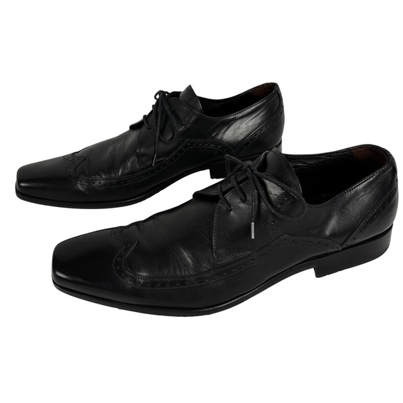 To‎ Boot New York Adam Derrick Black Leather Wingtip Oxford Dress Shoes 13 Italy